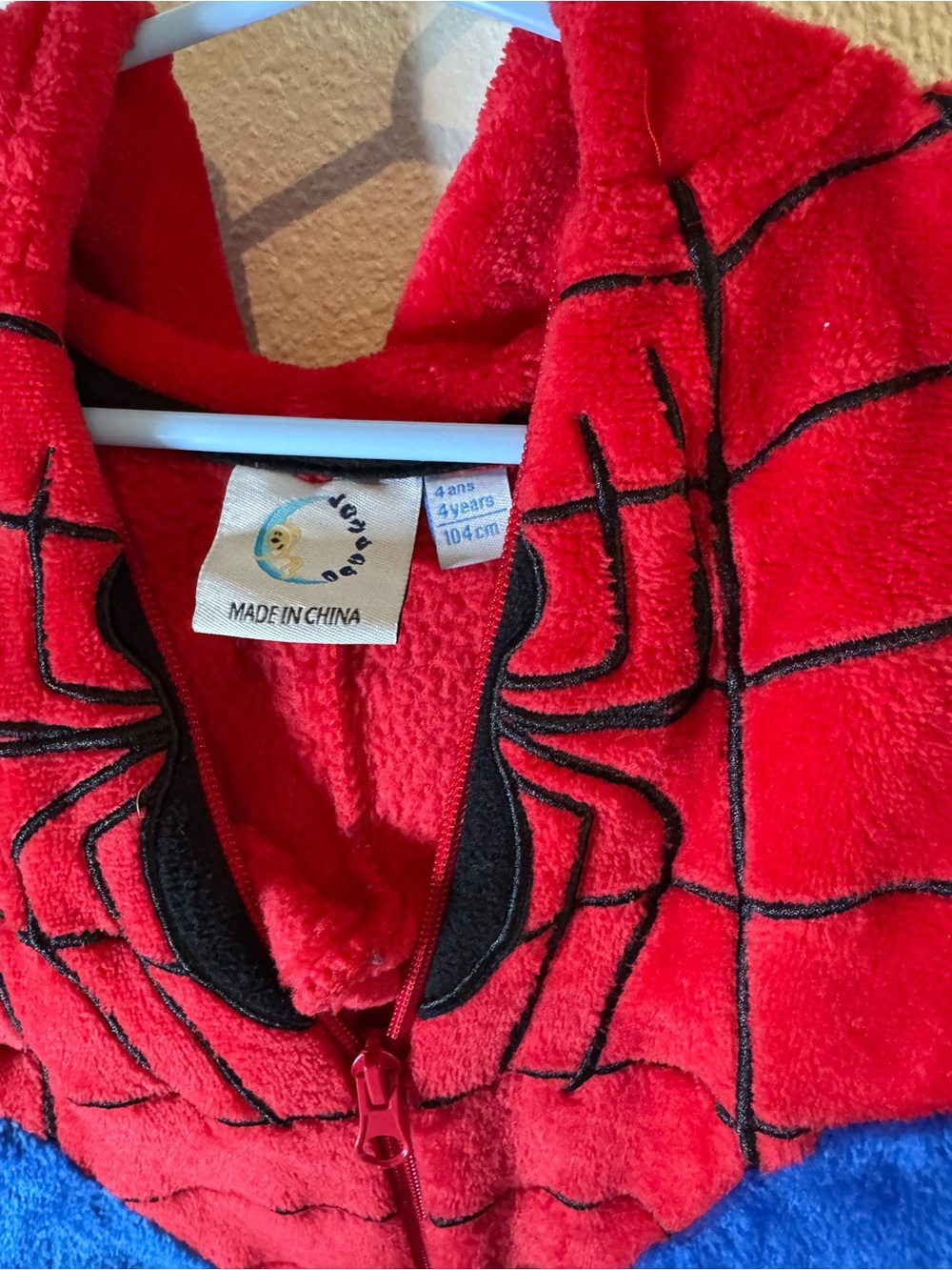 Red & Blue Spider Hero Kids Onesie with Hood - Picture 4 of 4
